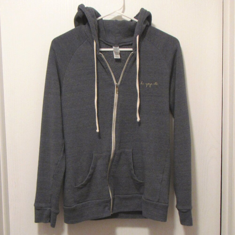 Gray Alternative Apparel Hi Yoga Peace Love Graphic Hoodie Size Juniors Large